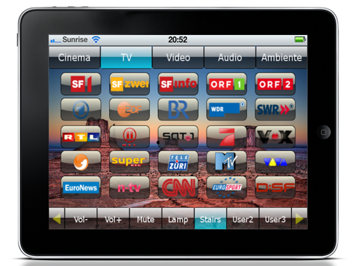 iPad-Visualisierung-Home-Cinema-TV-Sender-Logo-Steuern